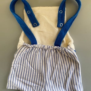 Vintage Toddler Boy Terrycloth Blue & White Baseball Romper with Snap Closure 18 M image 4