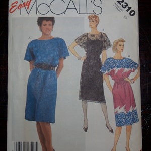 Vintage 1980s McCalls Dress Pattern 2310 &quot;Misses Dress & Slip&quot;