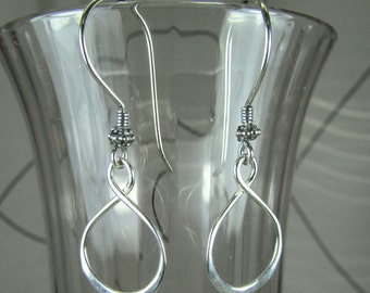 Shiny Sterling silver infinity drop earrings