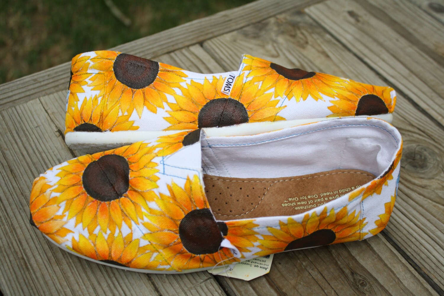 Full Sunflower Hand Painted TOMS Shoes Etsy