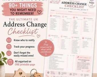 UK Address Change Checklist | Moving House Planner, Notify Tracker (Digital Download)