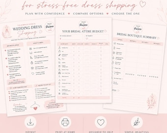 Wedding Dress Shopping Guide PDF | Bridal Checklist | Boutique Comparison |  3 Page A4 Digital Download