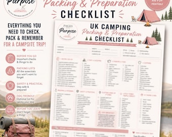 UK Camping Packing Checklist | Camping Trip Planner & Preparation List | Printable PDF