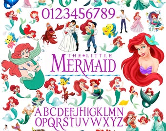 The Little Mermaid PNG Bundle | The Little Mermaid Clipart | Mermaid PNG | Alphabet & Numbers | Digital Download