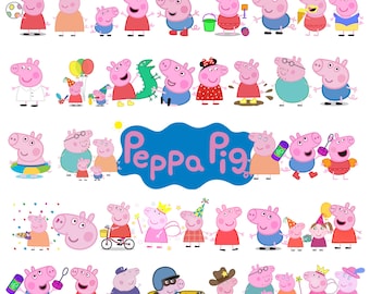 100+ Peppa Pig PNG Bundle | Peppa Pig Clipart | Peppa Pig PNG Images | Kids Cartoon PNG | Digital Download