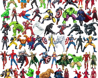 Super Heroes PNG Bundle | Super Hero Clipart Set | Kids Superhero PNG | Superhero Characters | Digital Download