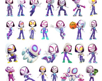Ghost Spider PNG Bundle | Ghost Spider Clipart | Spidey and His Amazing Friends Kids Birthday PNG | Superhero PNG Designs | Digital Download