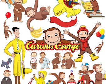 Curious George PNG Bundle | Curious George Clipart | Curious George PNG Images | Cartoon PNG | Digital Download