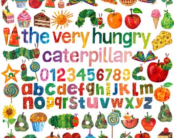 The Very Hungry Caterpillar PNG Bundle | Caterpillar Clipart | Alphabet and Numbers PNG | Kids PNG | Digital Download