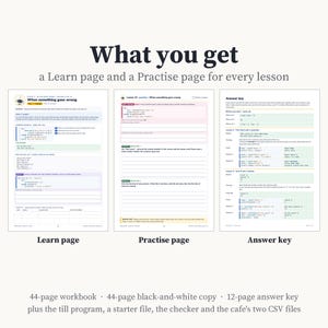 Python Project Workbook for Beginners, Book 2: Build a Cafe Till Program, 14 Lessons, 64 Exercises, Answer Key, Printable PDF image 2