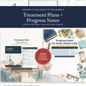 Therapist Documentation Bundle, Treatment Plan Goals and Objectives, Progress Note Template Excel, DAP BIRP SOAP Notes, Counselor Forms