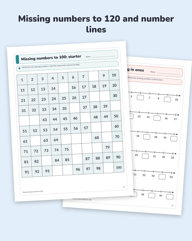 Number Sense Worksheets, Hundreds Chart Puzzles, Ten Frames, Number ...