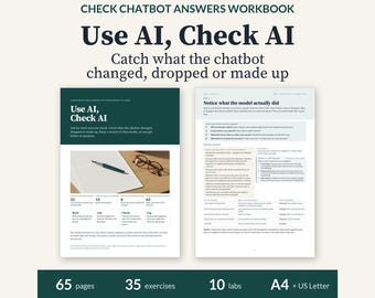 AI Workbook for Beginners | Check Chatbot Answers, AI Literacy Printable, 35 Exercises + 10 Labs