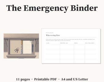 Emergency Binder Printable, Where Everything Is Kept, In Case of Emergency Household Information Organizer, 11 Page A4 + US Letter PDF