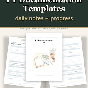 Plantillas de documentación de fisioterapia, notas diarias de fisioterapia, evaluación de fisioterapia, informe de progreso, regla de los 8 minutos, notas del asistente de fisioterapia, formularios del fisioterapeuta