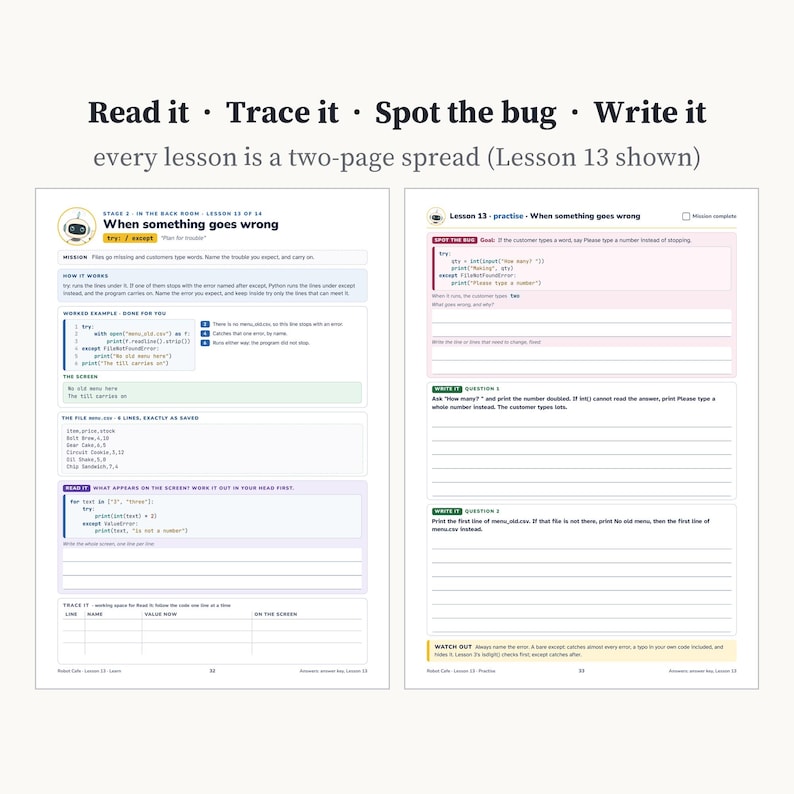 Python Project Workbook for Beginners, Book 2: Build a Cafe Till Program, 14 Lessons, 64 Exercises, Answer Key, Printable PDF image 3