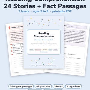 Leseverständnisübungen, 24 Originalgeschichten und Sachtexte mit Fragen, Lösungsschlüssel, 3 Schwierigkeitsstufen, Kindergarten bis 3. Klasse