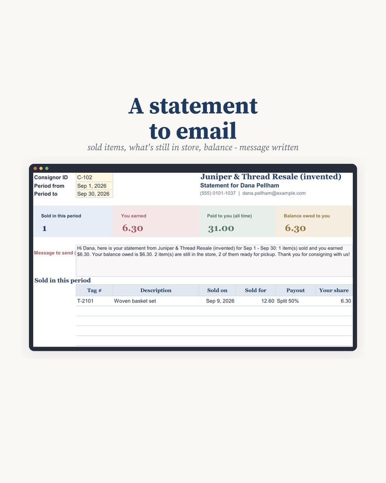 Kommissionswarenbestandsliste, Auszahlungsübersicht für Einlieferer, Vertragsablauf- und Preisnachlassuhr, Wareneingangsbestätigung, Preisschilder, Excel Bild 7