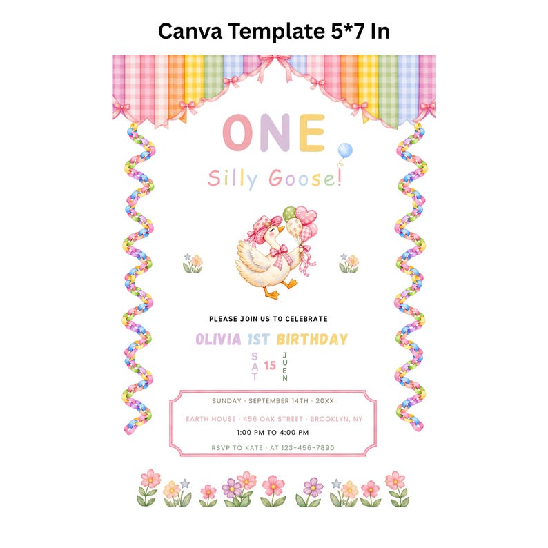 Paper Chain Layout One Silly Goose Birthday Invitation | Girl Silly Goose Party Invite ...