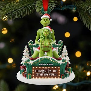 Personalized Grinch Family Christmas Ornament, Custom Names Green Family Ornament, Merry Grinchmas Gift for Parents and Kids