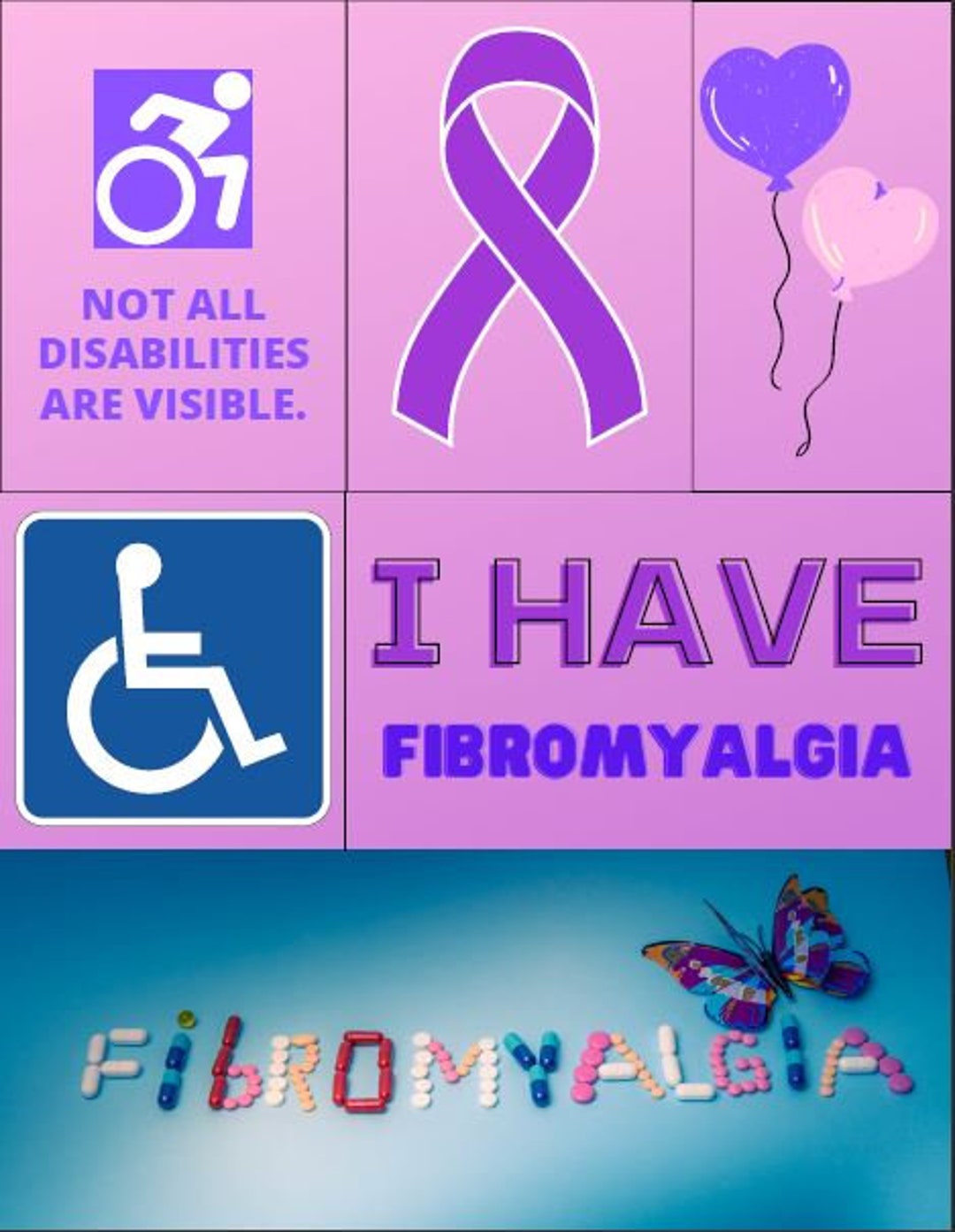 Fibromyalgia Disability Sticker Sheet Digital Download Etsy