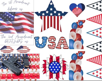 Patriotic, flag, usa, 2nd amendment Sticker sheet digital download