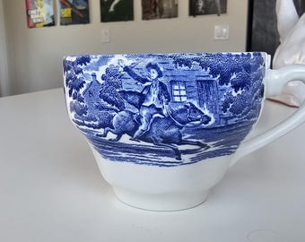 Vintage Liberty Blue Paul Revere theekopjes, Engels transferware (set van 2)