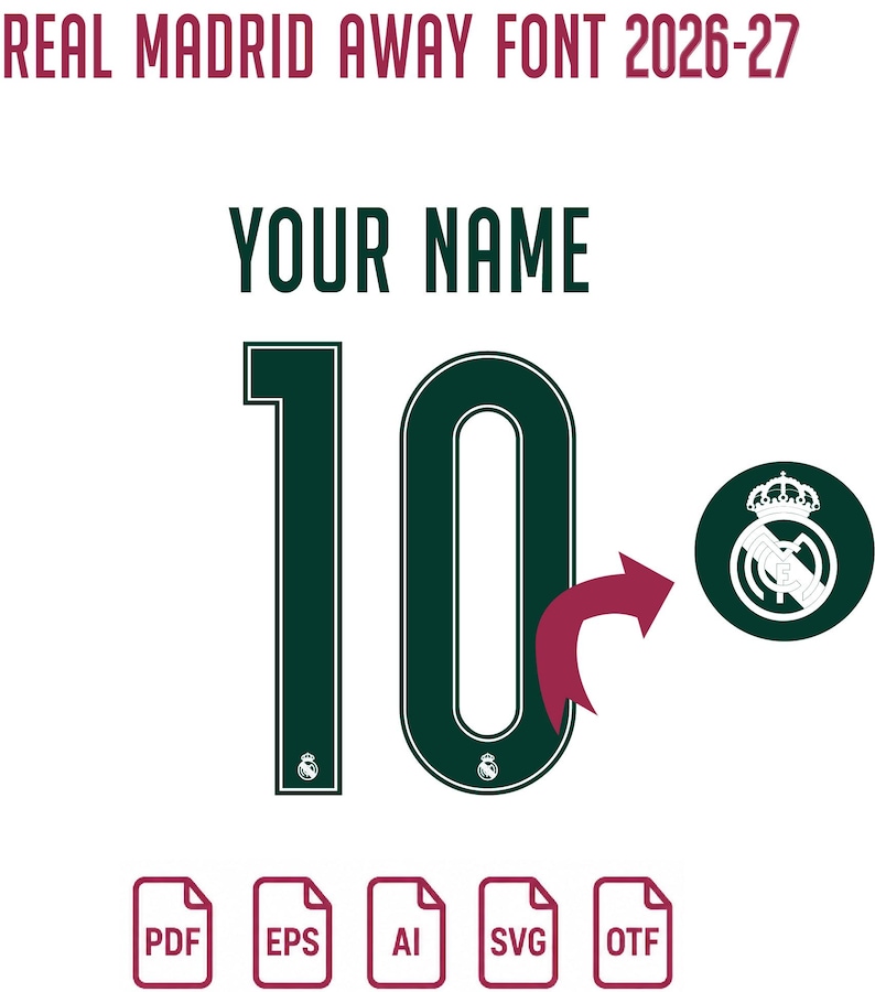 Real Madrid Away Font 2026-2027 | Football Jersey Font | Digital ...