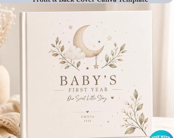 Baby’s First Year Memory Book – Minimalist Beige | Editable Canva Cover & Printable PDF