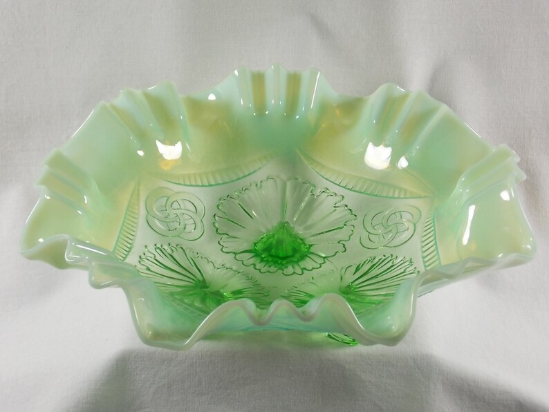 Antique 1906 Jefferson Green Opalescent Glass Ruffles and Etsy