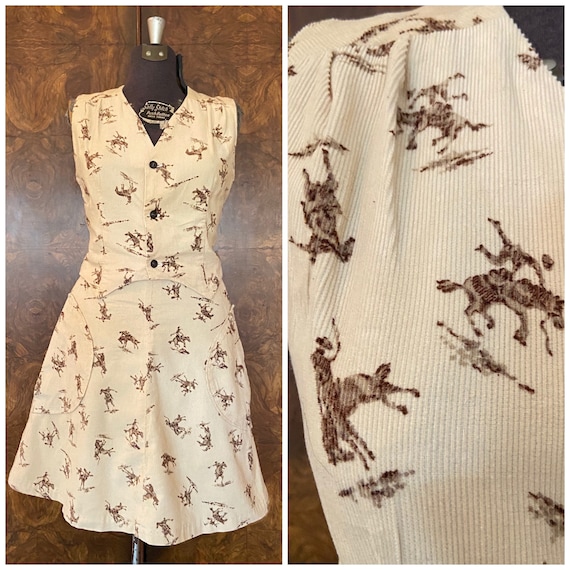 Vintage Western Corduroy Set / 26" Waist / Handmad