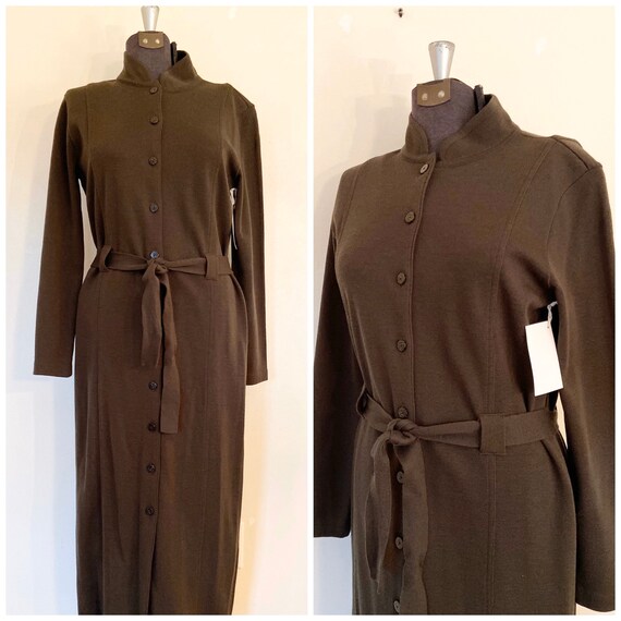 Vintage 90's Army Green Sweater Dress / M/L / Dust
