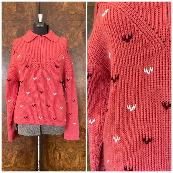 Vintage 1960's Ski Sweater / Med/Lg / White Stag S