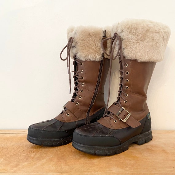 Vintage 1990s Ralph Lauren Shearling Boots / 9 Wom