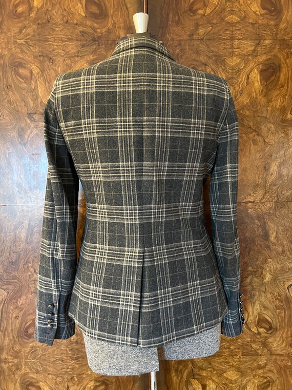 Vintage Grey Plaid Wool Blazer /Sm/Med, Size 6 / … - image 8