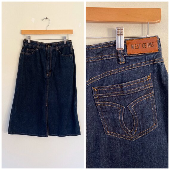 Vintage 1980s Denim Skirt / 27 Inch Waist / Nest C