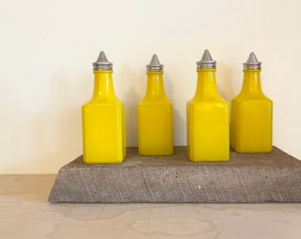 Vintage Gemco USA Oil and Vinegar Shakers / Malt Vinegar Dispensers / Yellow Salad Dressing Bottles