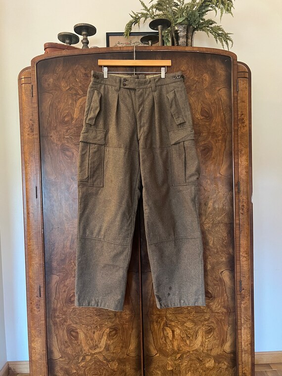 Vintage Military Wool Pants / 35x32" / Wool Army … - image 2