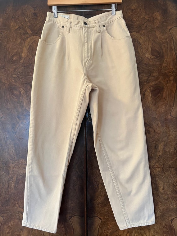 Vintage Cream Pleated Eddie Bauer Jeans / 30" Wai… - image 3