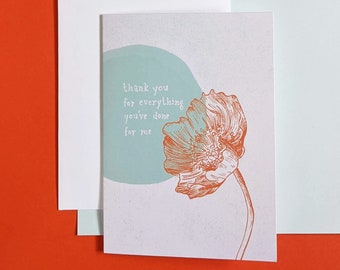 Thank you for everything you've done for me red poppy greeting card