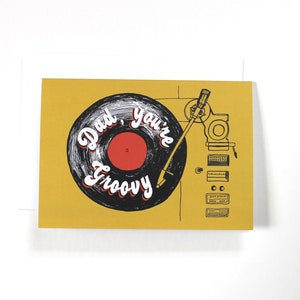 Dad you're groovy retro turntable handbeschriftete Vatertagskarte