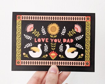 Love you, dad folk art Father's Day greeting card