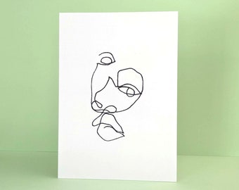 Abstract line drawing portrait greeting card