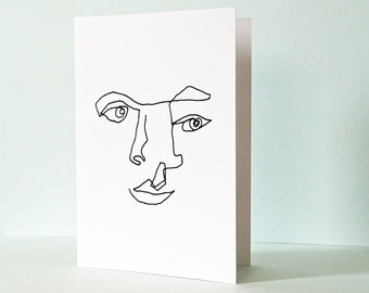 Elegant abstract face line drawing greeting card