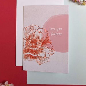 Love you forever pink and red peony card image 3