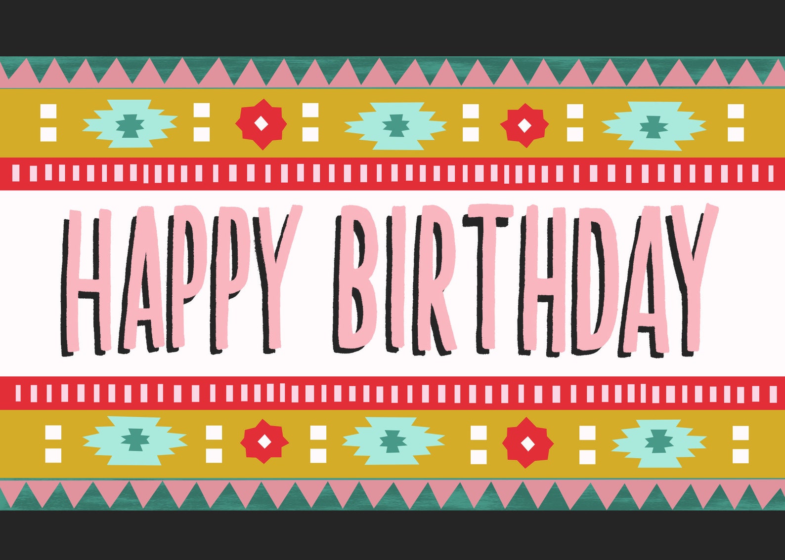 American southwest motif hand lettered happy birthday card Etsy