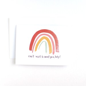 Nieuwe baby regenboog wenskaart, minimalistische baby shower kaart