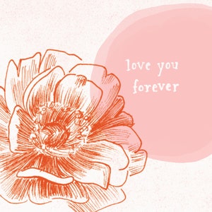 Love you forever pink and red peony card image 4