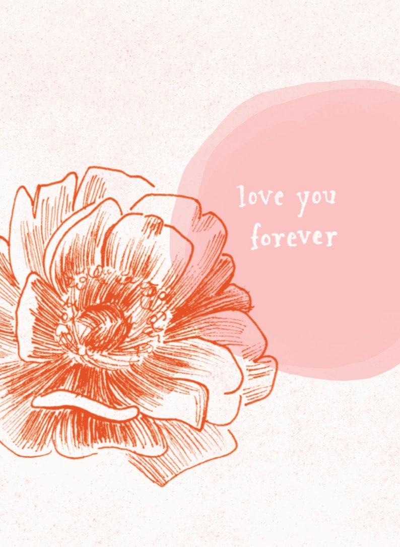 Love you forever pink and red peony card image 4