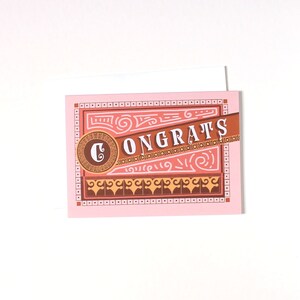 Tarjeta de felicitación con letras a mano de estilo vintage, hermosa y única.